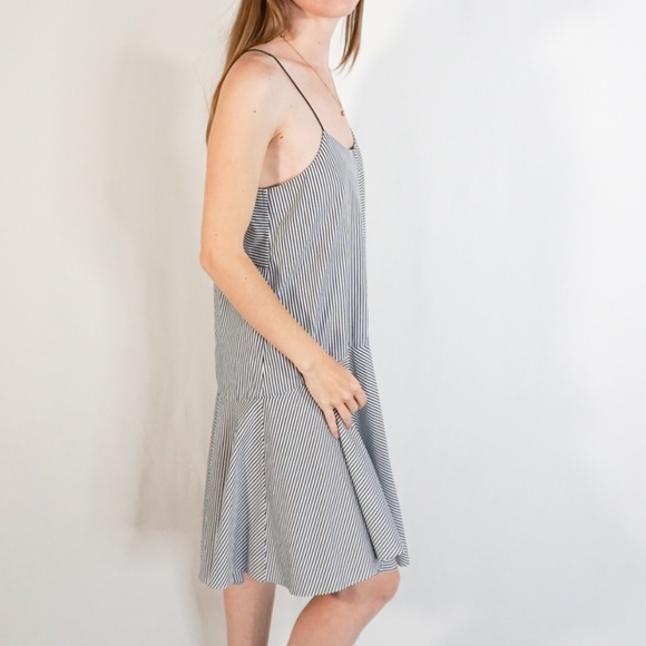 TIBI Drop-Waist Navy & White Stripe Cotton Dress - Picture 2 of 7